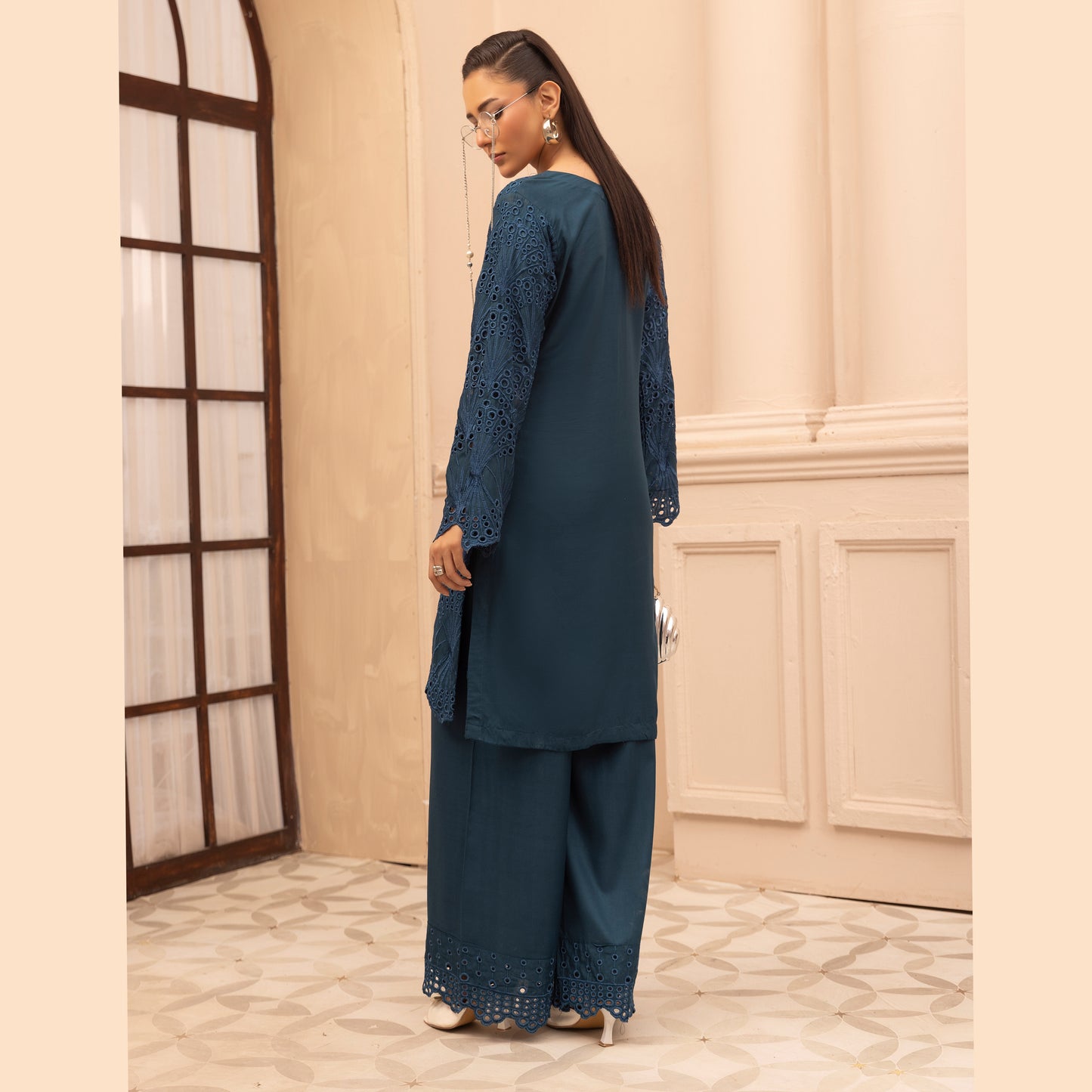 UMS-58 "Heidi" Linen Chikenkari Co-Ords 2 pc Set by Simrans