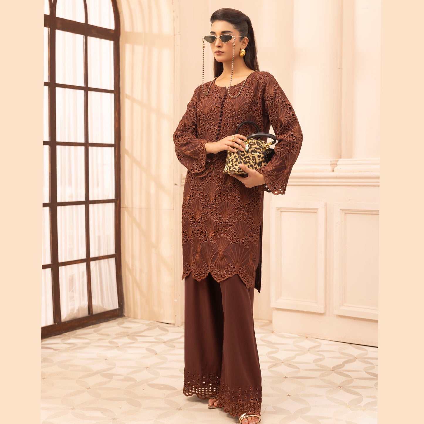 UMS-58 "Heidi" Linen Chikenkari Co-Ords 2 pc Set by Simrans