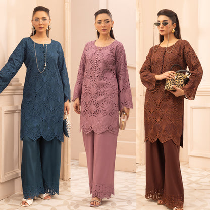 UMS-58 "Heidi" Linen Chikenkari Co-Ords 2 pc Set by Simrans