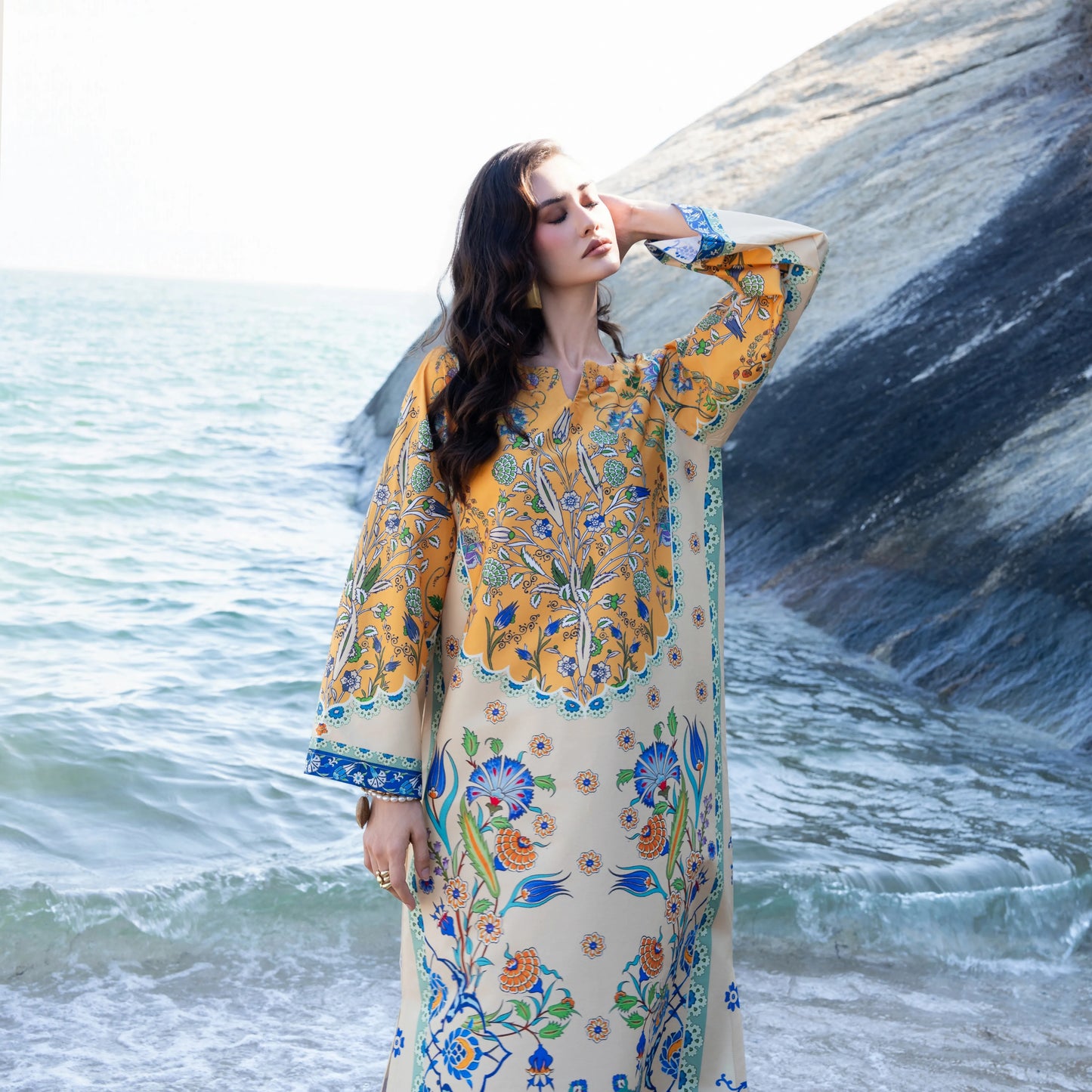 UA-183 Premium Silk Grip 2-Piece Pret – Kaftan Style Printed Co-Ords Set
