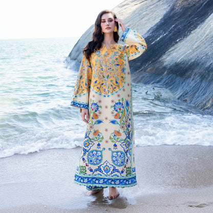 UA-183 Premium Silk Grip 2-Piece Pret – Kaftan Style Printed Co-Ords Set