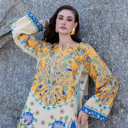 UA-183 Premium Silk Grip 2-Piece Pret – Kaftan Style Printed Co-Ords Set