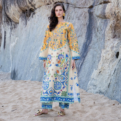 UA-183 Premium Silk Grip 2-Piece Pret – Kaftan Style Printed Co-Ords Set