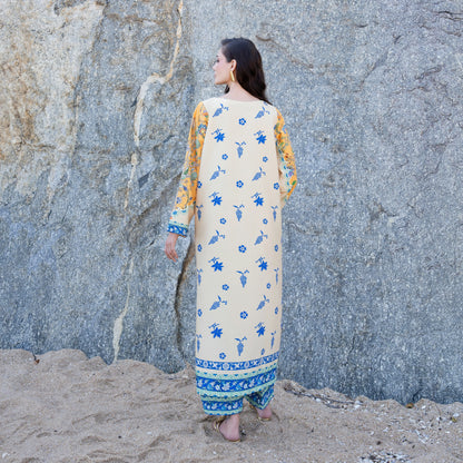 UA-183 Premium Silk Grip 2-Piece Pret – Kaftan Style Printed Co-Ords Set