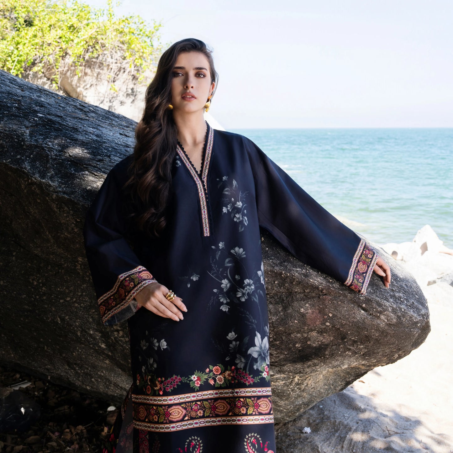 UA-183 Premium Silk Grip 2-Piece Pret – Kaftan Style Printed Co-Ords Set