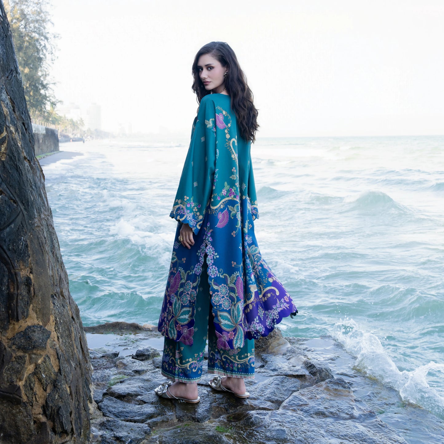 UA-183 Premium Silk Grip 2-Piece Pret – Kaftan Style Printed Co-Ords Set