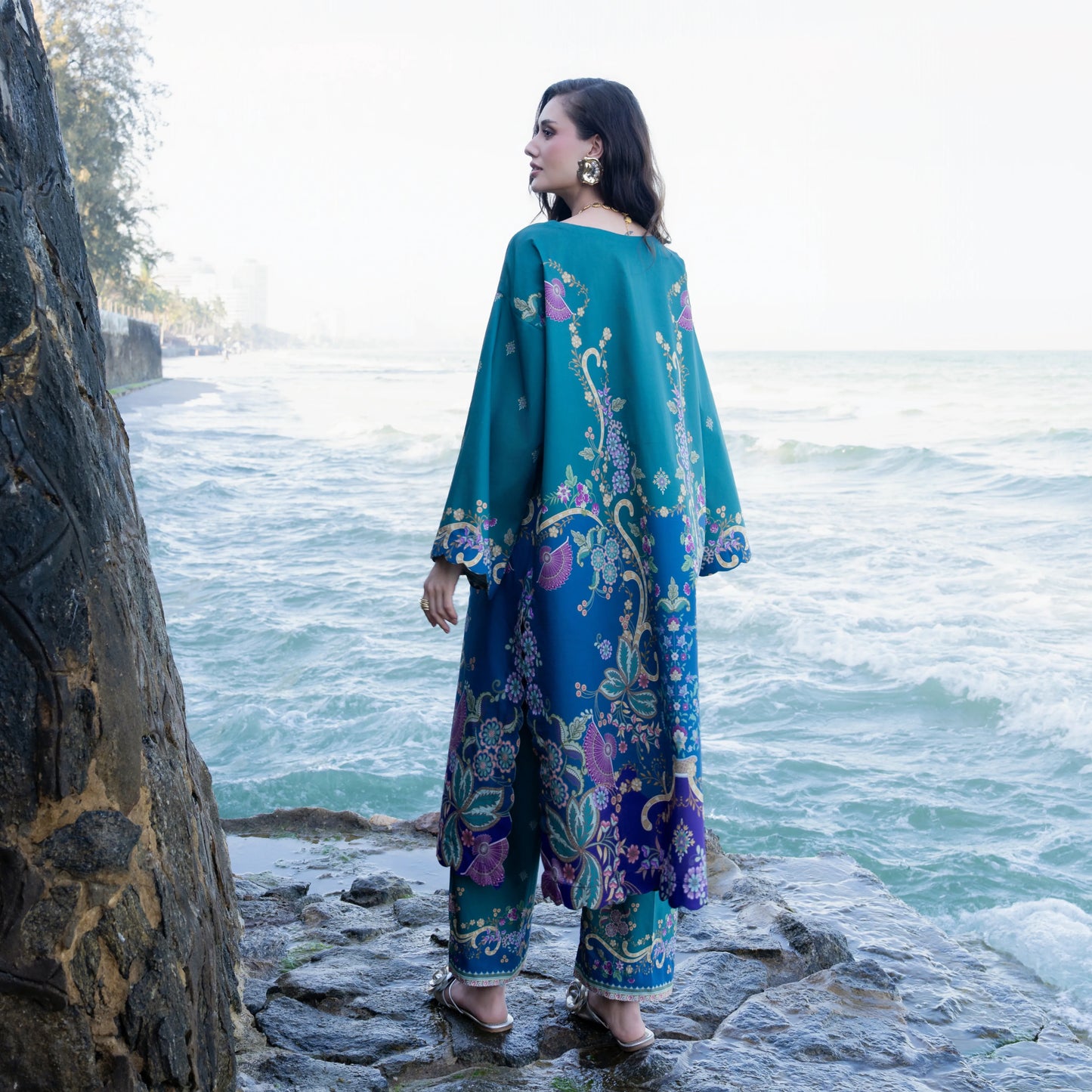 UA-183 Premium Silk Grip 2-Piece Pret – Kaftan Style Printed Co-Ords Set