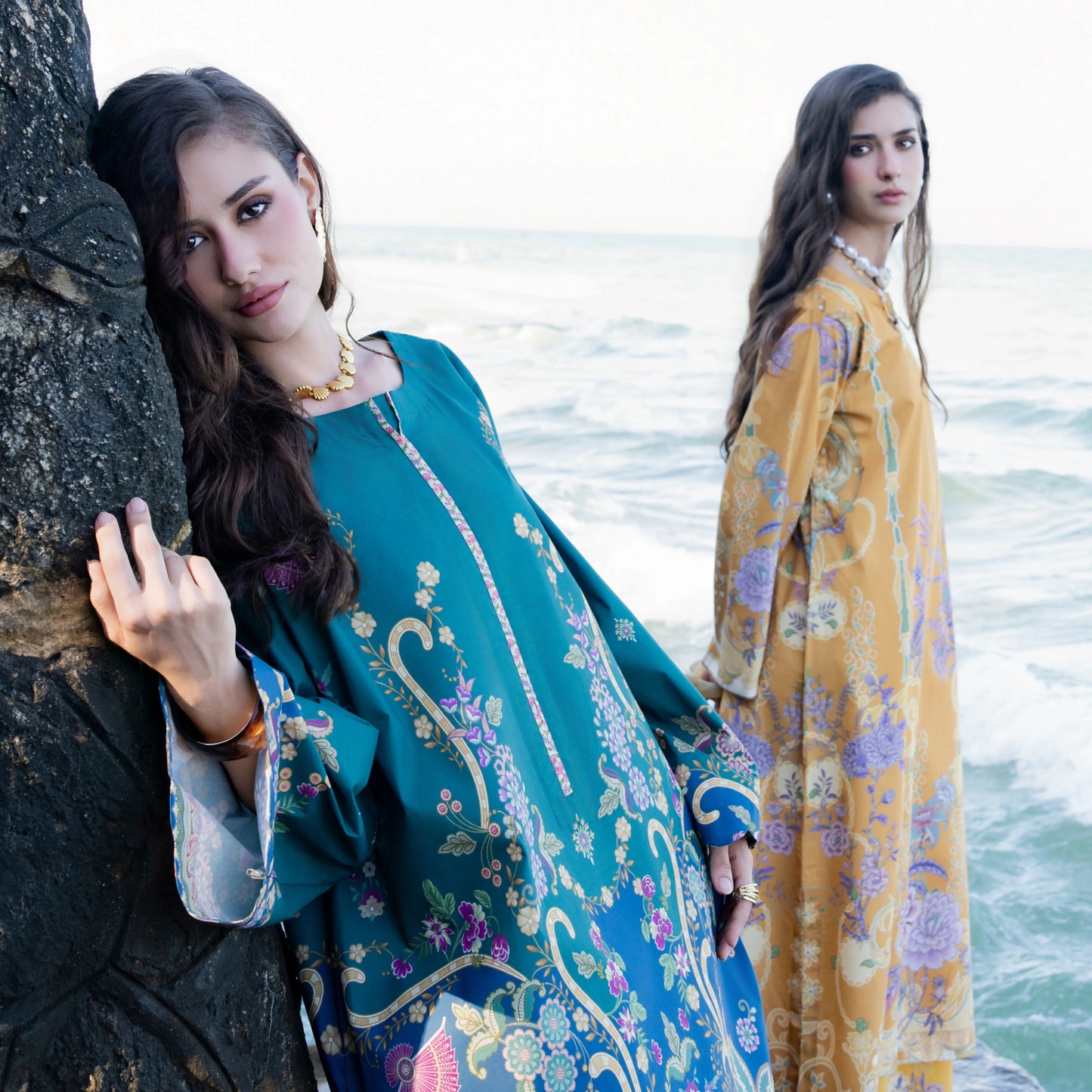 UA-183 Premium Silk Grip 2-Piece Pret – Kaftan Style Printed Co-Ords Set