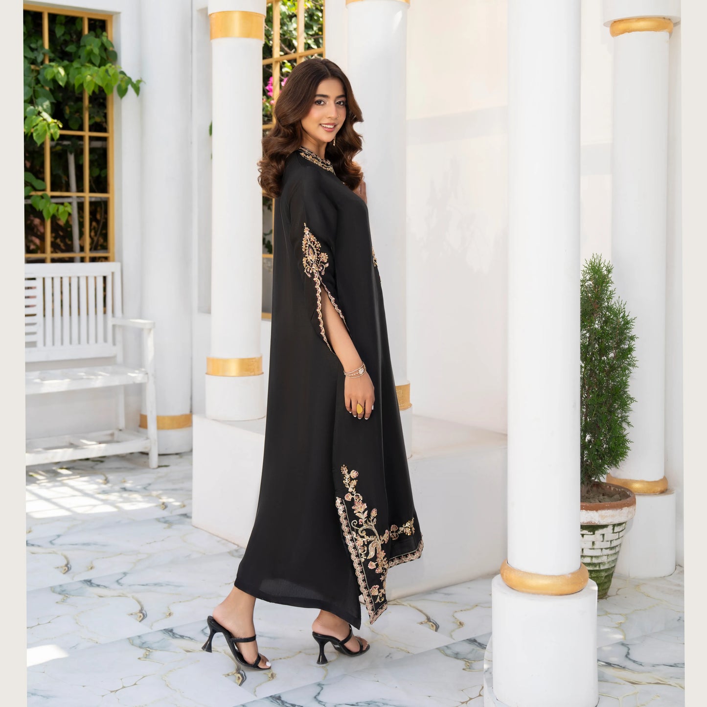UA-188 Lava Silk Kaftan Dress Embroidered 1 Piece Festive Wear by Umnaa