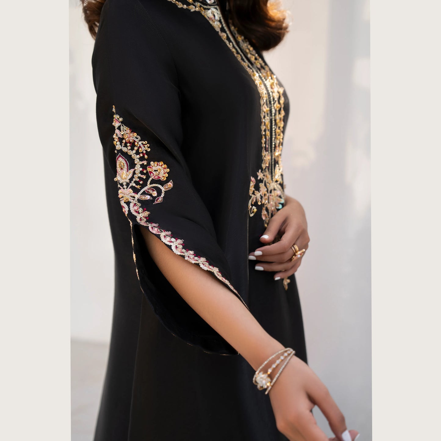 UA-188 Lava Silk Kaftan Dress Embroidered 1 Piece Festive Wear by Umnaa
