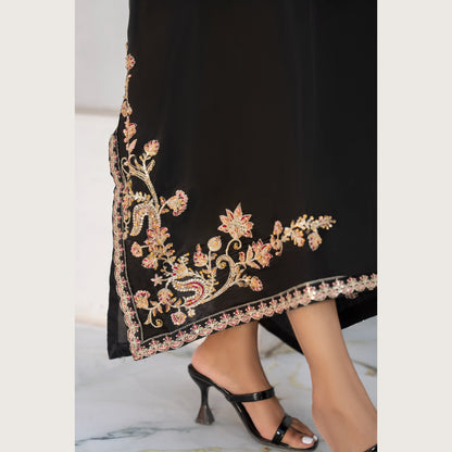UA-188 Lava Silk Kaftan Dress Embroidered 1 Piece Festive Wear by Umnaa
