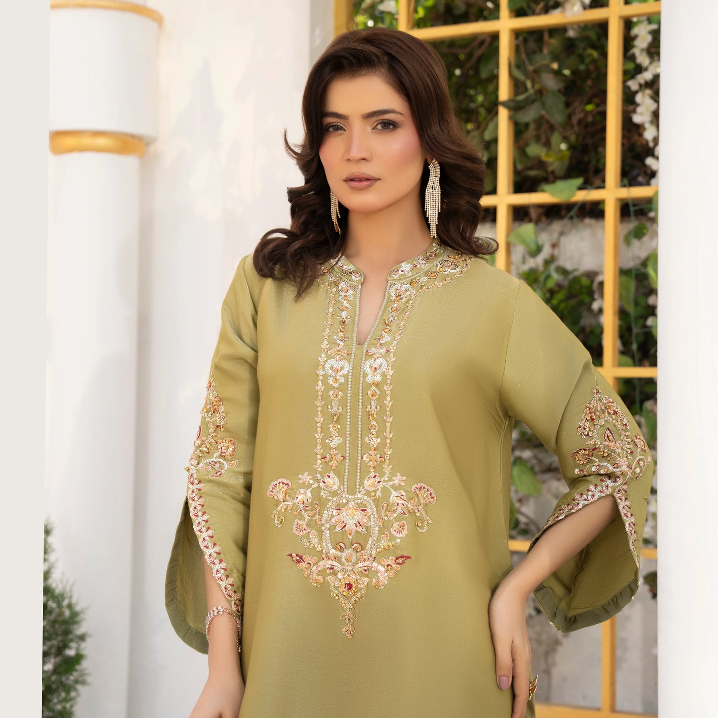UA-188 Lava Silk Kaftan Dress Embroidered 1 Piece Festive Wear by Umnaa