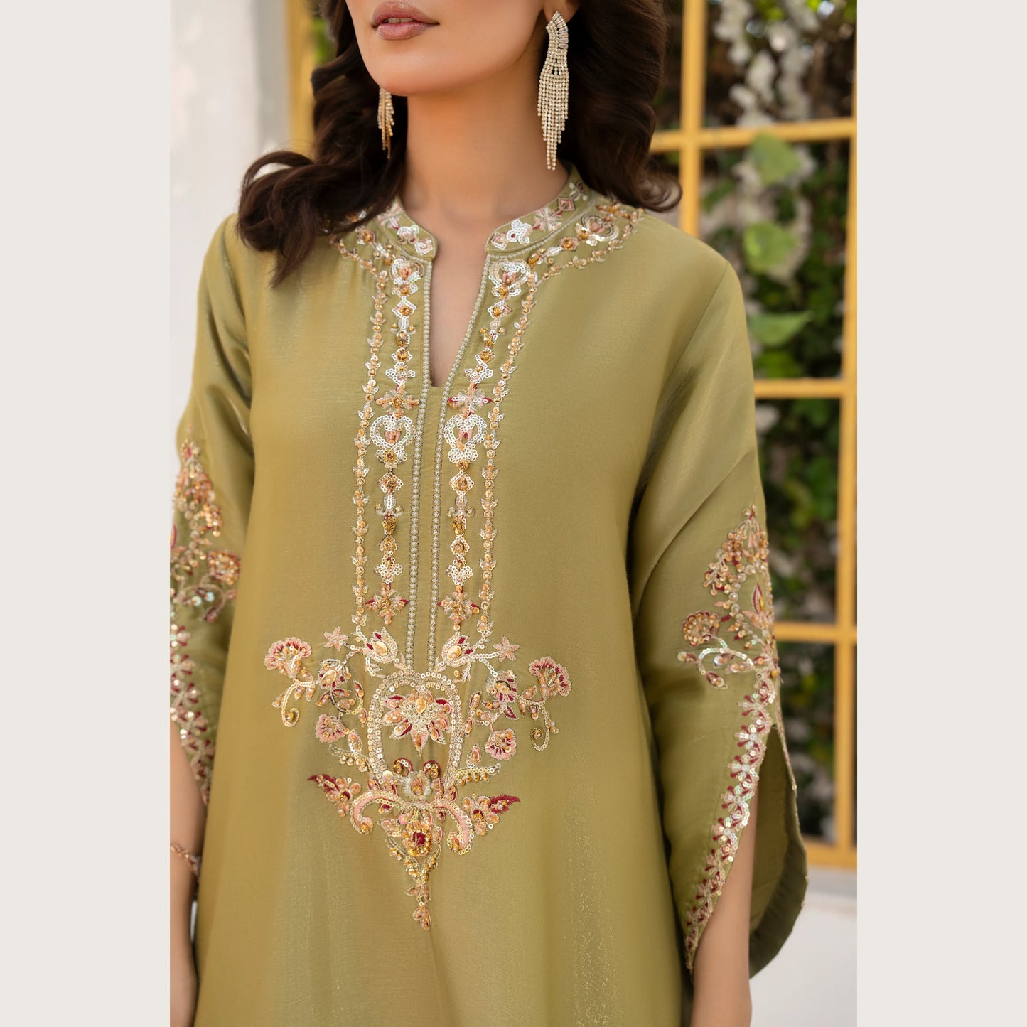 UA-188 Lava Silk Kaftan Dress Embroidered 1 Piece Festive Wear by Umnaa