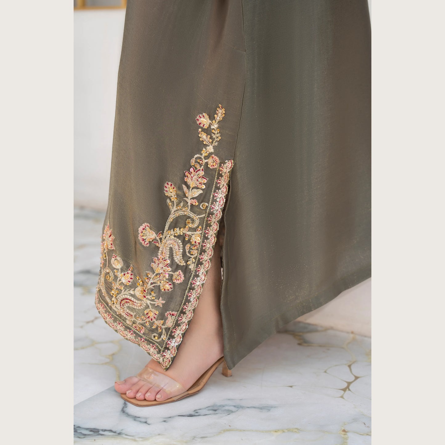 UA-188 Lava Silk Kaftan Dress Embroidered 1 Piece Festive Wear by Umnaa