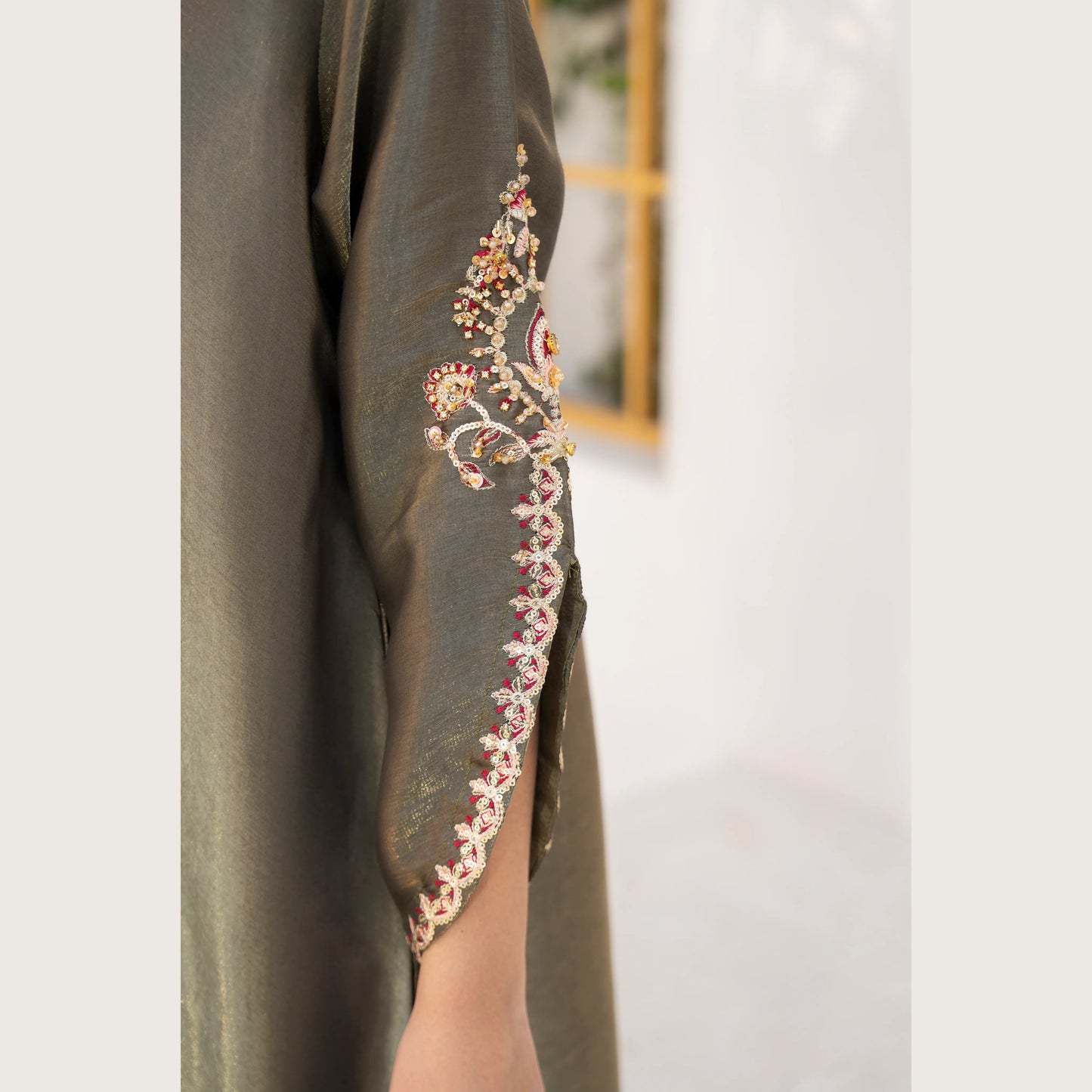 UA-188 Lava Silk Kaftan Dress Embroidered 1 Piece Festive Wear by Umnaa