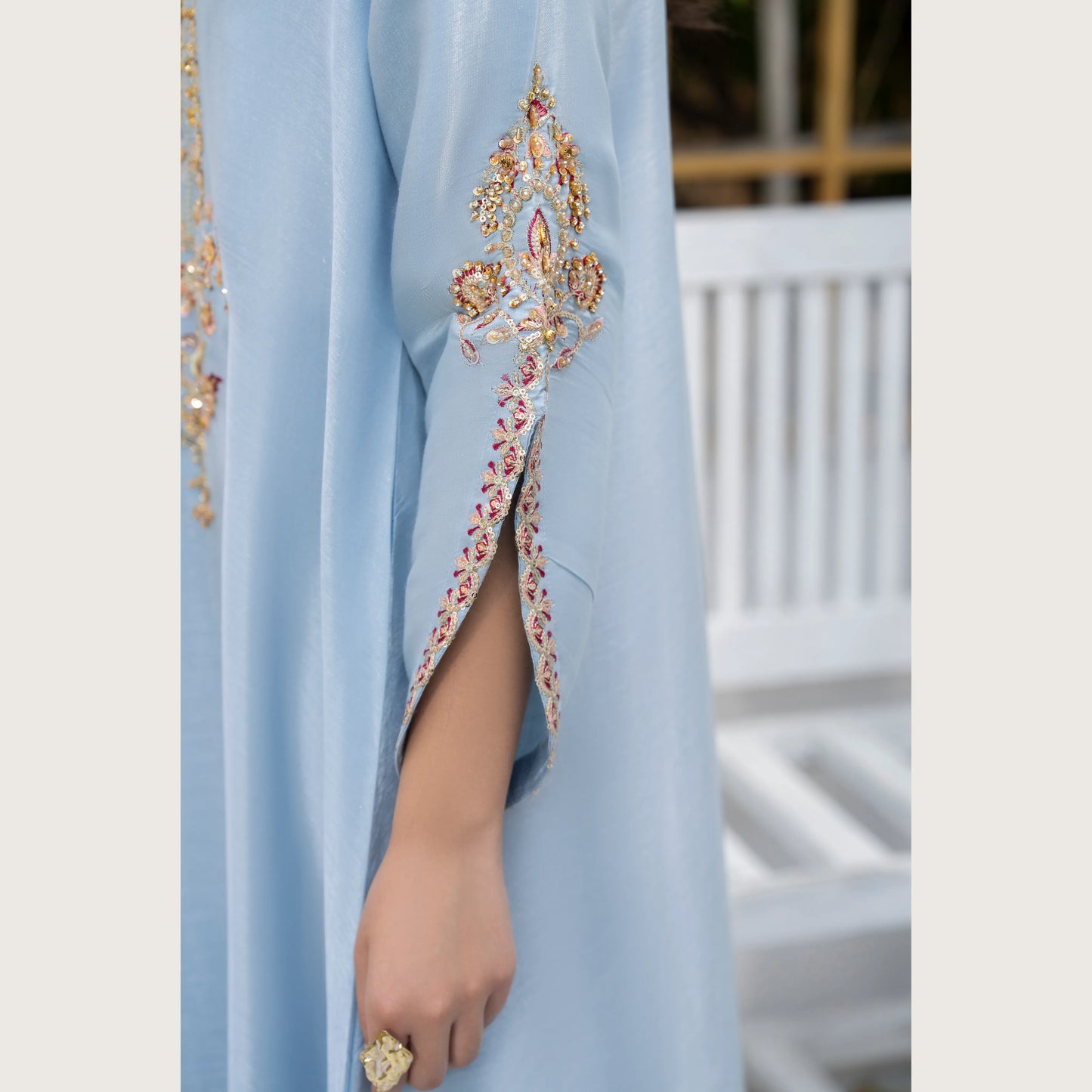 UA-188 Lava Silk Kaftan Dress Embroidered 1 Piece Festive Wear by Umnaa