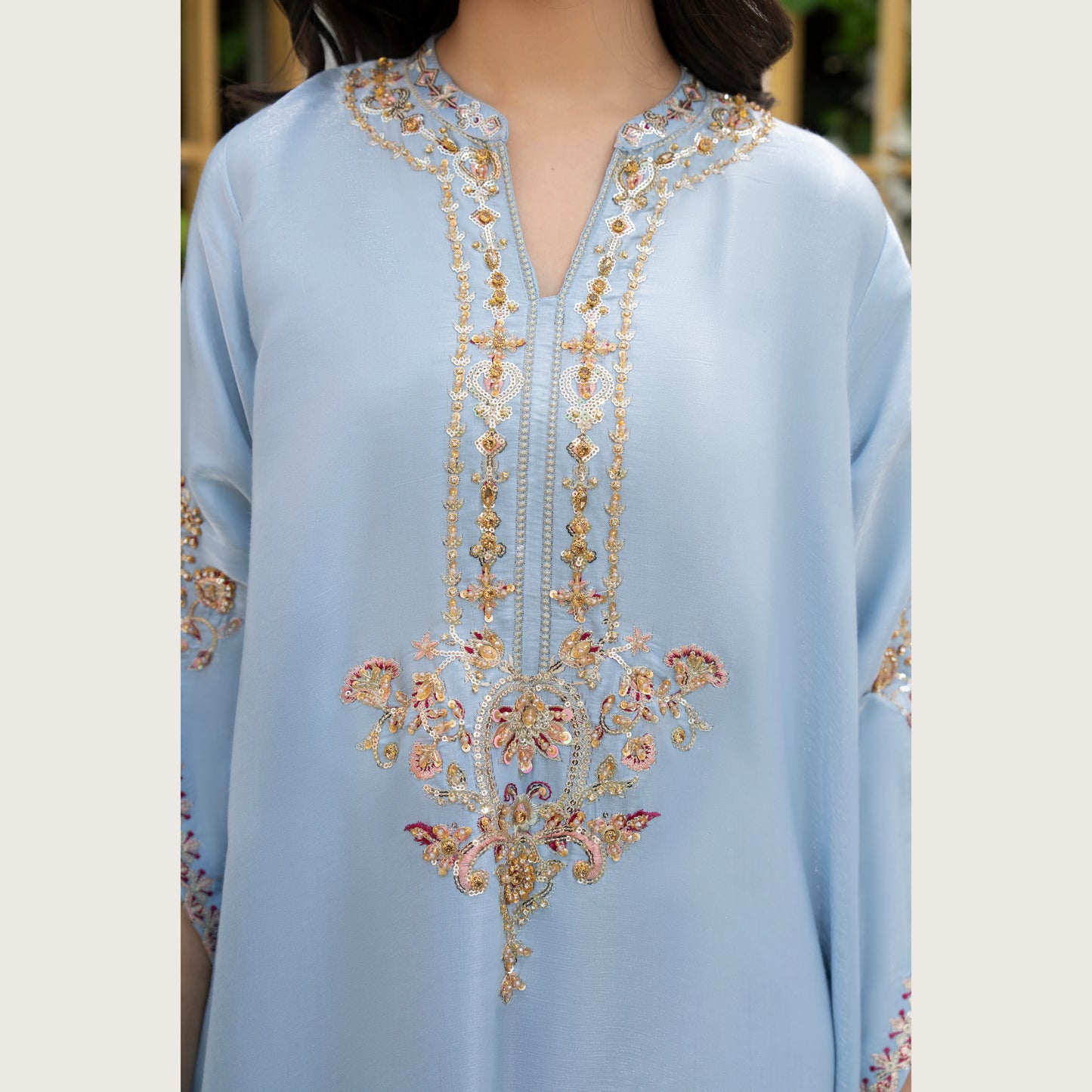 UA-188 Lava Silk Kaftan Dress Embroidered 1 Piece Festive Wear by Umnaa