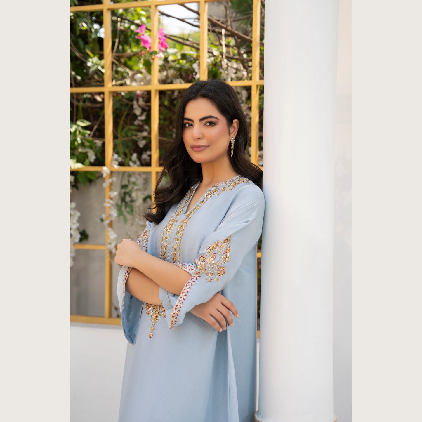 UA-188 Lava Silk Kaftan Dress Embroidered 1 Piece Festive Wear by Umnaa
