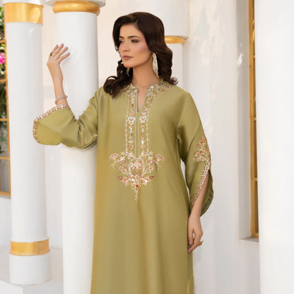 UA-188 Lava Silk Kaftan Dress Embroidered 1 Piece Festive Wear by Umnaa