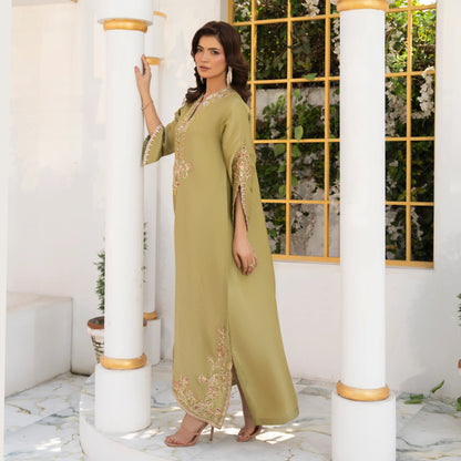 UA-188 Lava Silk Kaftan Dress Embroidered 1 Piece Festive Wear by Umnaa