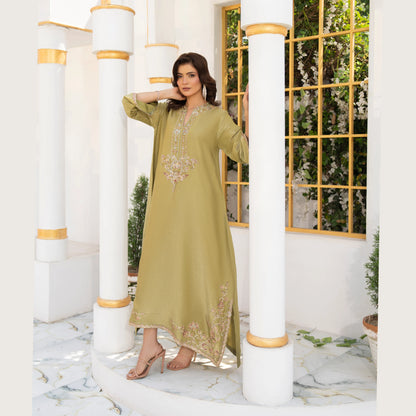 UA-188 Lava Silk Kaftan Dress Embroidered 1 Piece Festive Wear by Umnaa