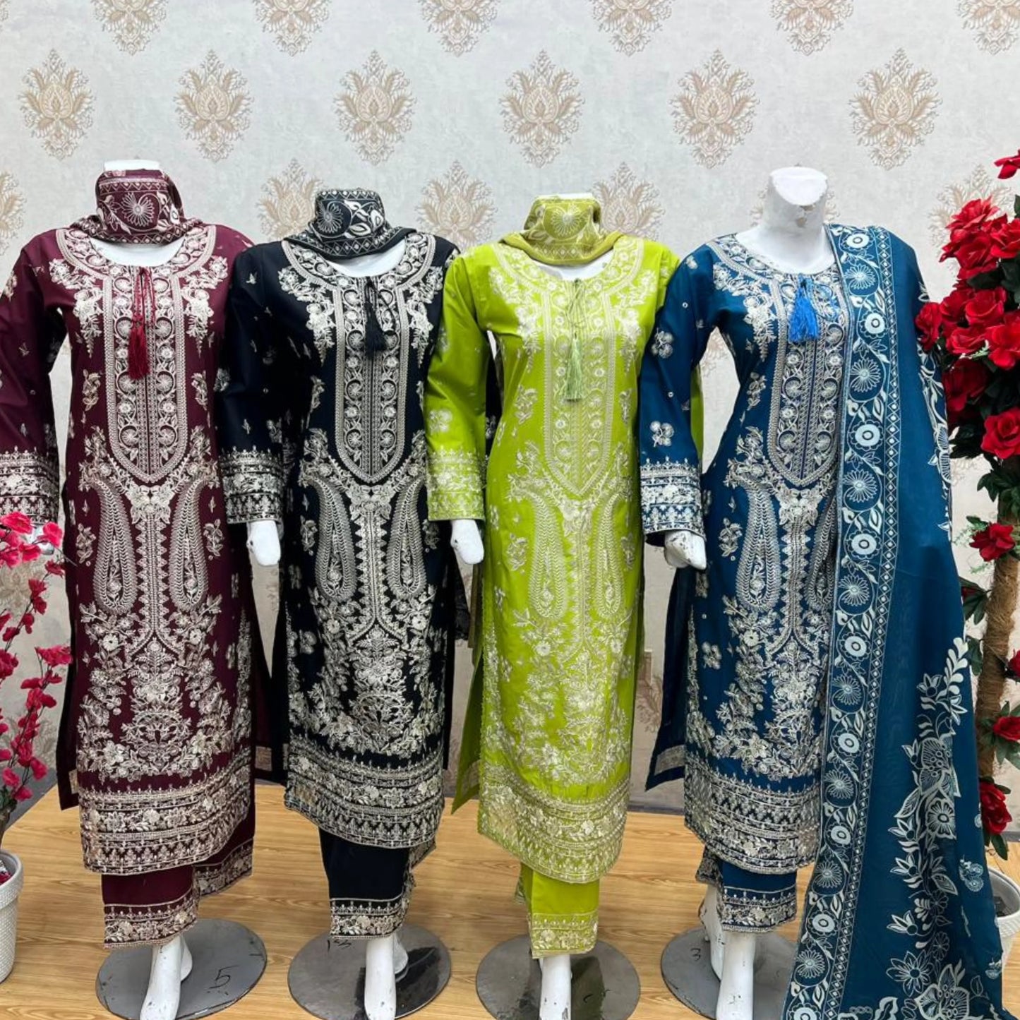 UA-199 Embroidered Cambric Cotton Collection by Umnaa | Ready to Wear Pakistani Asian clothes for women