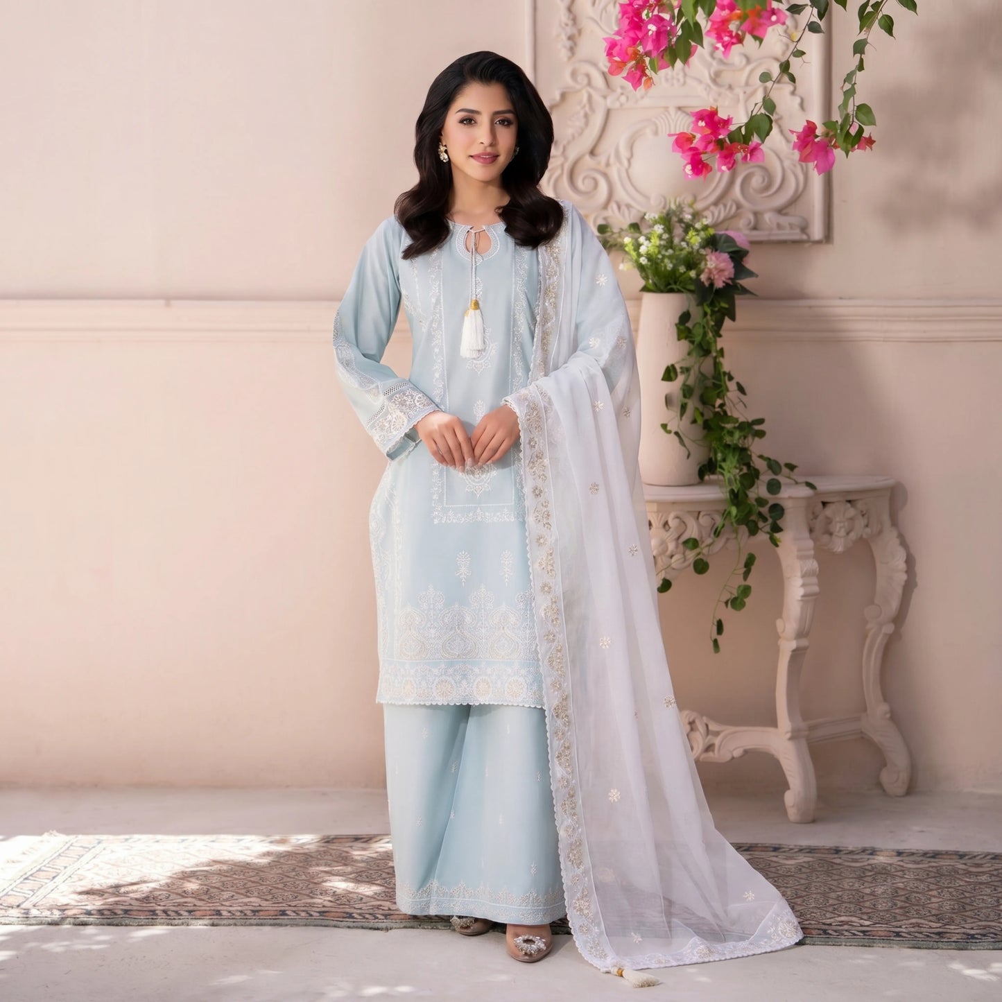 UA-206 Embroidered Festive Cotton dress by Umnaa | Ready to Wear Pakistani Asian clothes