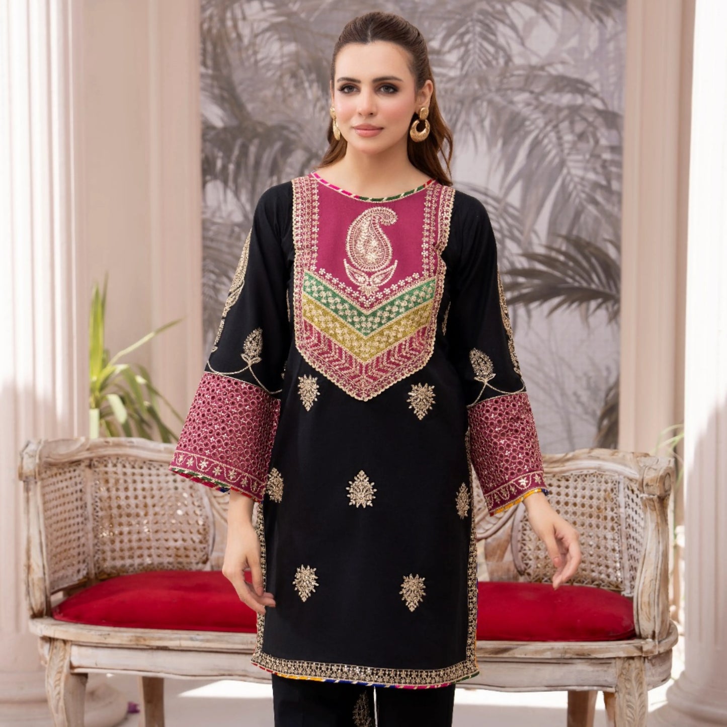 UA-214 Embroidered Cambric Cotton Festive Collection by Umnaa | Ready to Wear Pakistani Asian Clothing