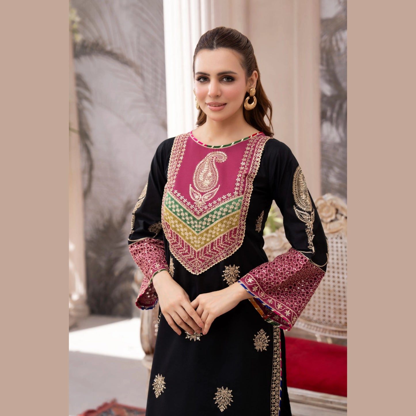 UA-214 Embroidered Cambric Cotton Festive Collection by Umnaa | Ready to Wear Pakistani Asian Clothing