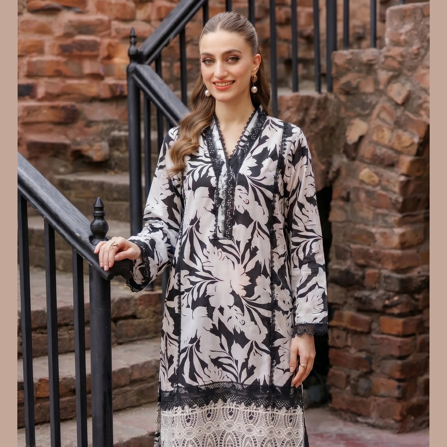 UA-220 Floral Printed Linen Co-Ord Set for Women | 2 Piece Shirt & Trouser by Umnaa