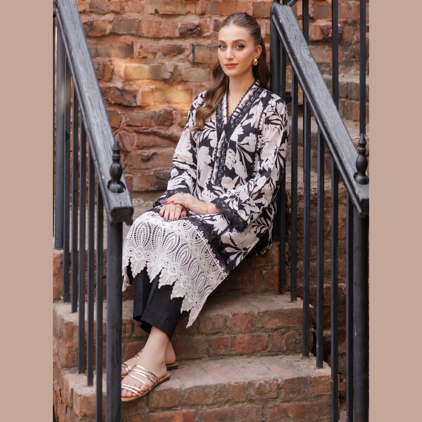 UA-220 Floral Printed Linen Co-Ord Set for Women | 2 Piece Shirt & Trouser by Umnaa