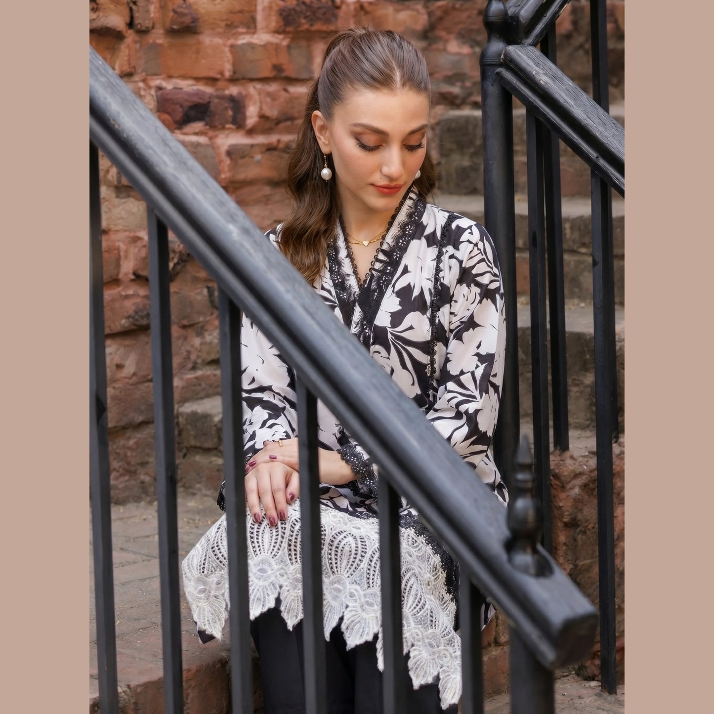 UA-220 Floral Printed Linen Co-Ord Set for Women | 2 Piece Shirt & Trouser by Umnaa