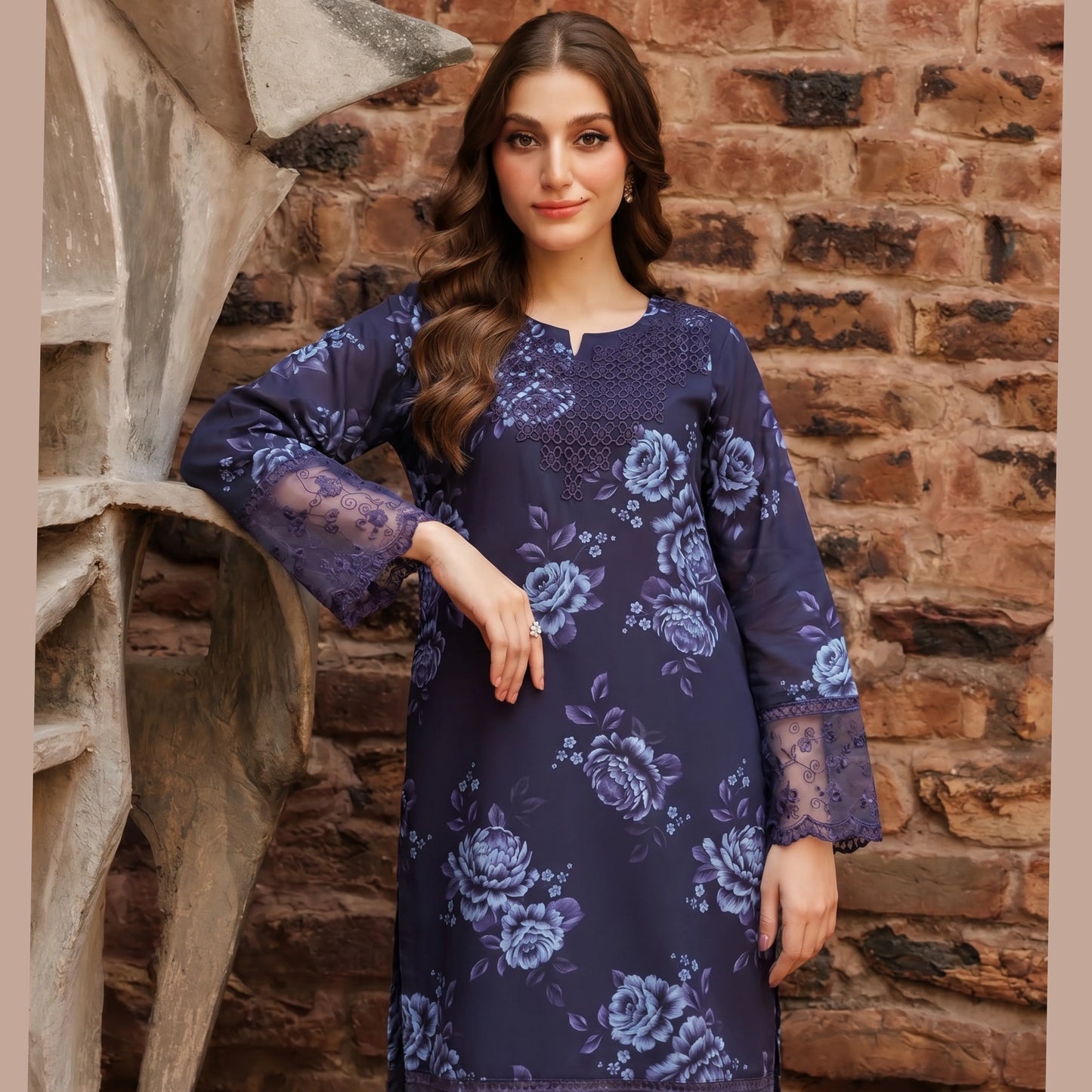 UA-220 Floral Printed Linen Co-Ord Set for Women | 2 Piece Shirt & Trouser by Umnaa
