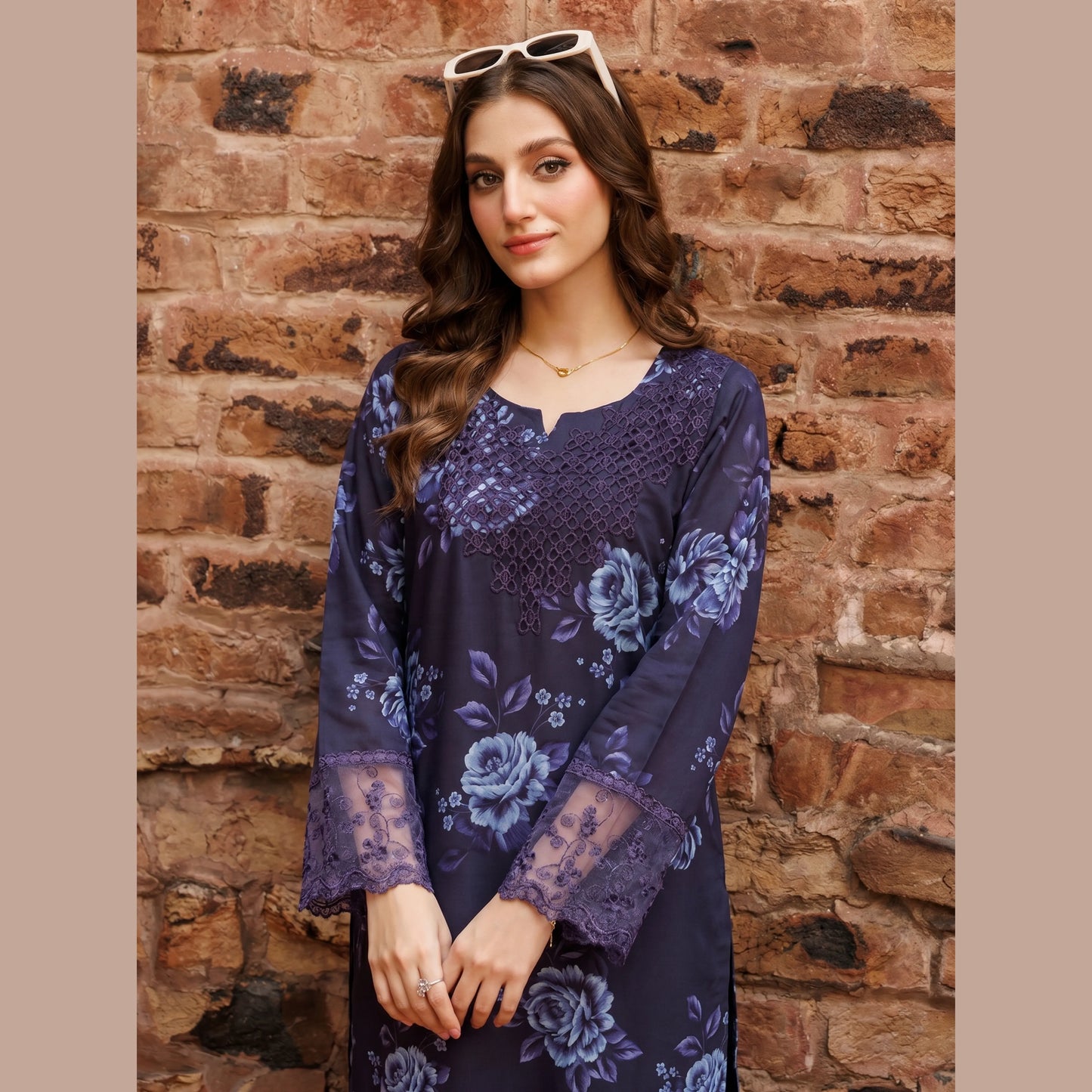 UA-220 Floral Printed Linen Co-Ord Set for Women | 2 Piece Shirt & Trouser by Umnaa