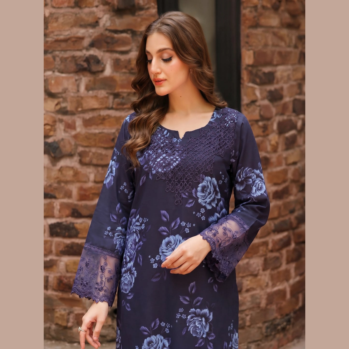 UA-220 Floral Printed Linen Co-Ord Set for Women | 2 Piece Shirt & Trouser by Umnaa