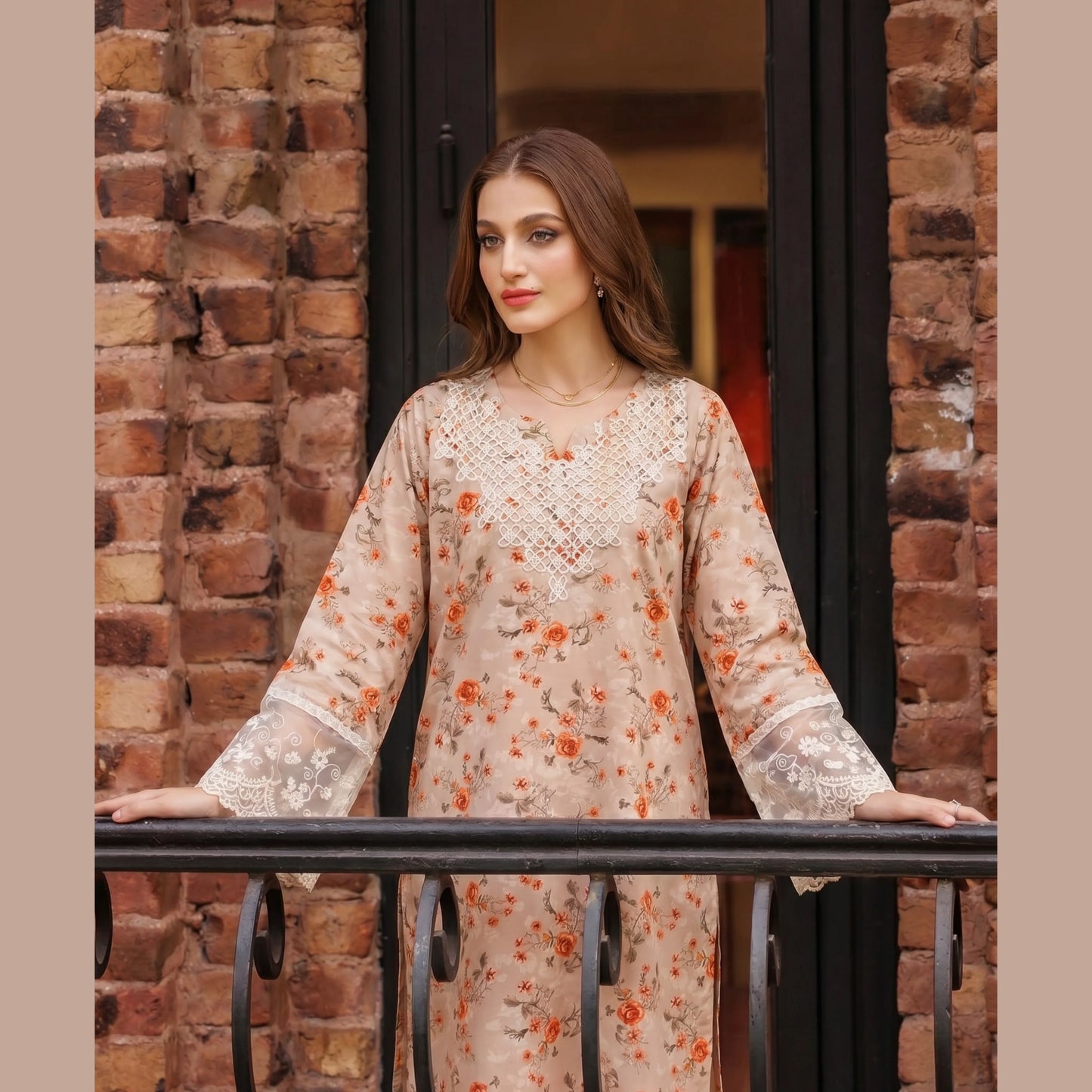 UA-220 Floral Printed Linen Co-Ord Set for Women | 2 Piece Shirt & Trouser by Umnaa