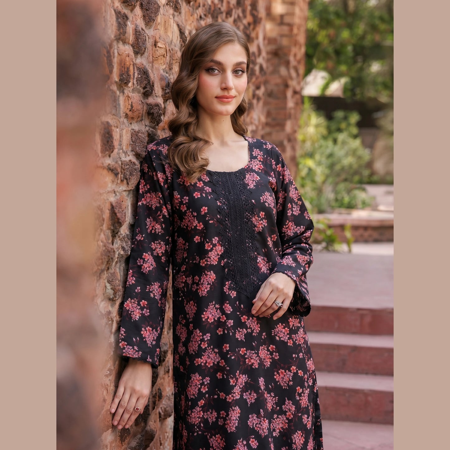 UA-220 Floral Printed Linen Co-Ord Set for Women | 2 Piece Shirt & Trouser by Umnaa