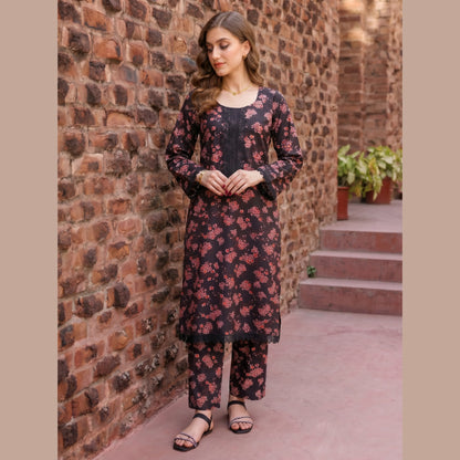UA-220 Floral Printed Linen Co-Ord Set for Women | 2 Piece Shirt & Trouser by Umnaa