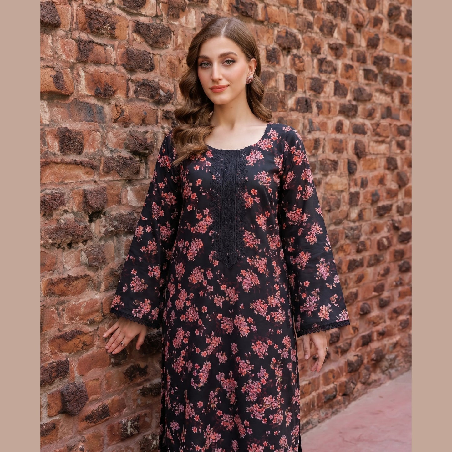 UA-220 Floral Printed Linen Co-Ord Set for Women | 2 Piece Shirt & Trouser by Umnaa