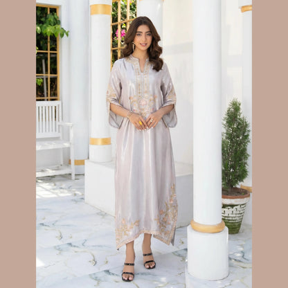 UA-188 Lava Silk Kaftan Dress Embroidered 1 Piece Festive Wear by Umnaa