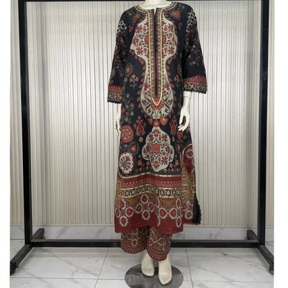 UA-228 Printed Lawn Long Kaftan Style 3  Piece Casual Summer Collection by Umnaa