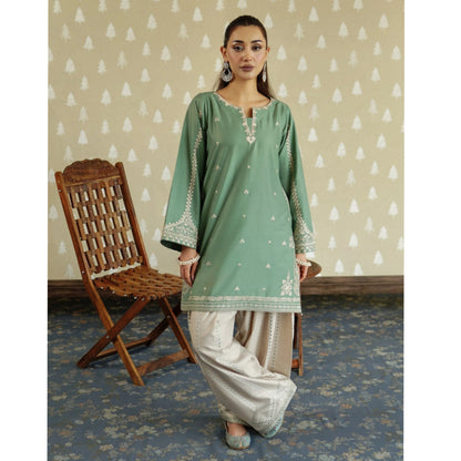 UA-231 Embroidered Cambric Cotton 2 Pc Co-Ord Set with Farshi Shalwar by Umnaa