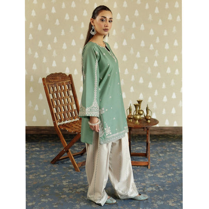 UA-231 Embroidered Cambric Cotton 2 Pc Co-Ord Set with Farshi Shalwar by Umnaa
