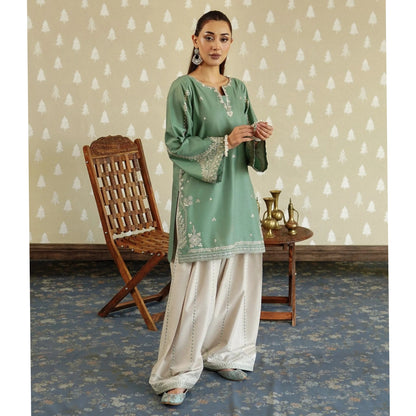 UA-231 Embroidered Cambric Cotton 2 Pc Co-Ord Set with Farshi Shalwar by Umnaa