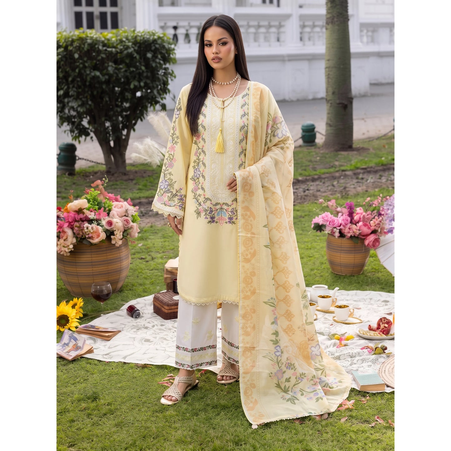 UA-246 Embroidered Cotton 3 Pc Collection Ready to Wear Pakistani Asian clothes by Umnaa