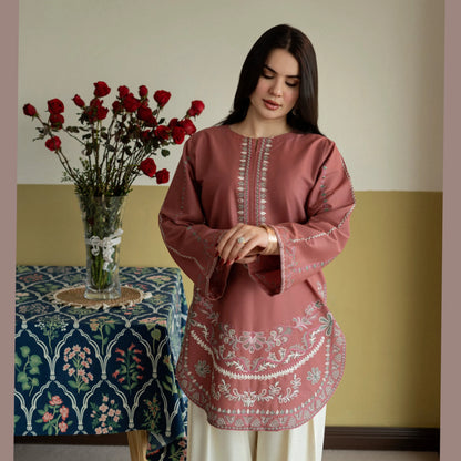 UA-251 Embroidered Cambric Cotton 2 Pc Co-Ord Set with Farshi Shalwar by Umnaa