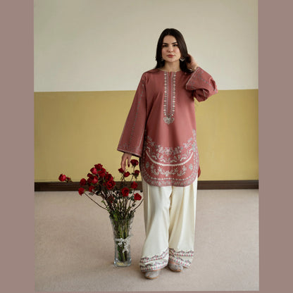 UA-251 Embroidered Cambric Cotton 2 Pc Co-Ord Set with Farshi Shalwar by Umnaa