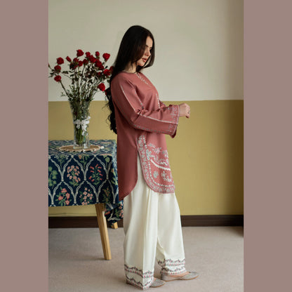 UA-251 Embroidered Cambric Cotton 2 Pc Co-Ord Set with Farshi Shalwar by Umnaa