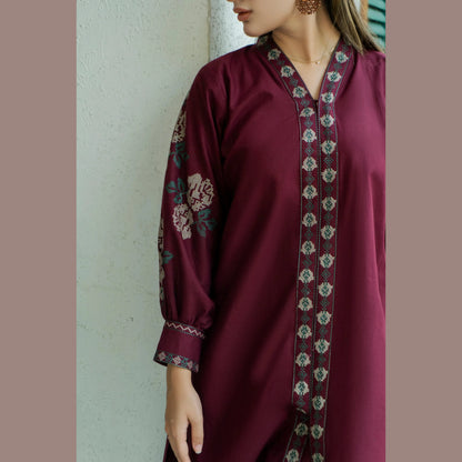UA-252 Embroidered Cambric Cotton 2 Pc Co-Ord Set by Umnaa
