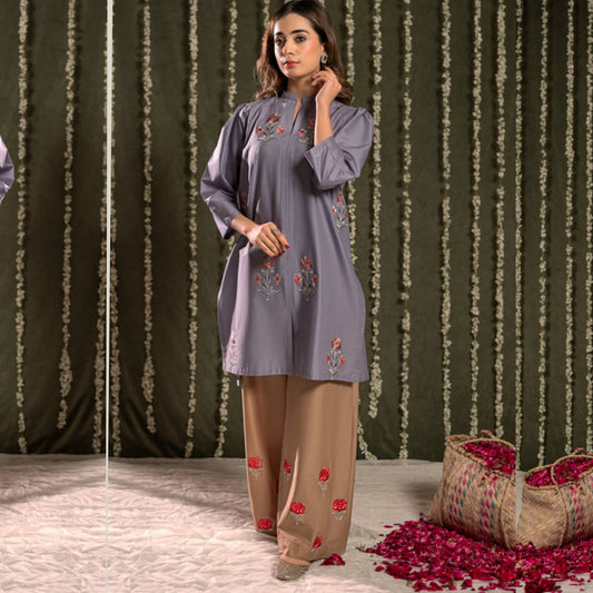 UA-259 Embroidered Cambric Cotton 2 Pc Co-Ord Set by Umnaa